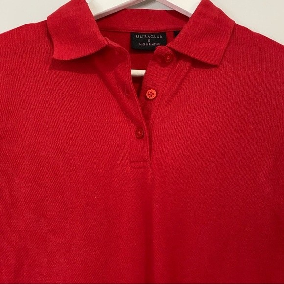 Ultra Club Women’s The Basics Button Short Sleeve Polo Red NWT - Picture 2 of 7